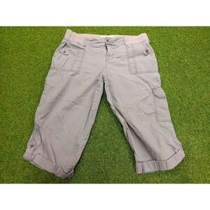 Sonoma Capri Pants‎ Womens 12P Gray Mid Rise Cuffed Hem Utility Cargo Pockets